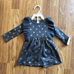 Carter’s 9 month Gray and Gold Heart Sweater Dress